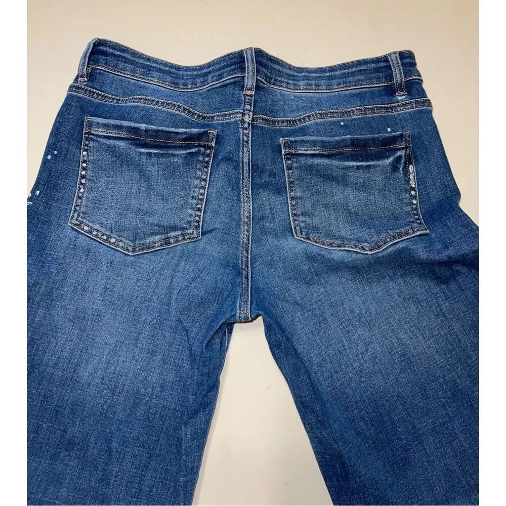 J.Jill Denim 4 Regular‎ BOYFRIEND Straight-Leg Ankle Jeans Paint Splatter